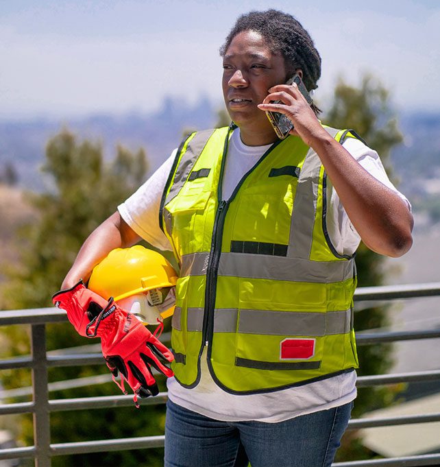 Woman answering phone call Woman answering phone call