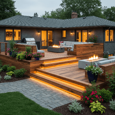 Home additions Showing framing process of new deck